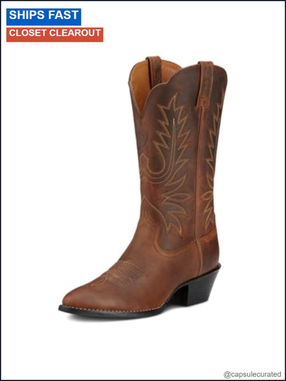 Women's Western Cowboy Boots Full Grain Leather Pull On Mid Calf